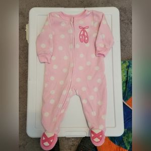 Absorba Pink Polka Dot Footie Pajamas with Ballerina Slipper